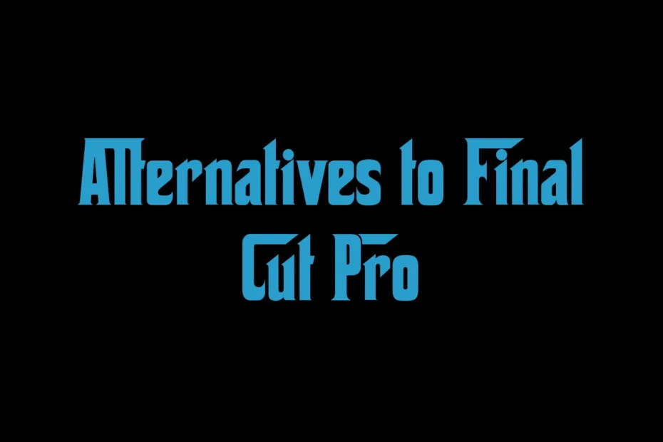 Two MacBook screens showing different video editing software interfaces.