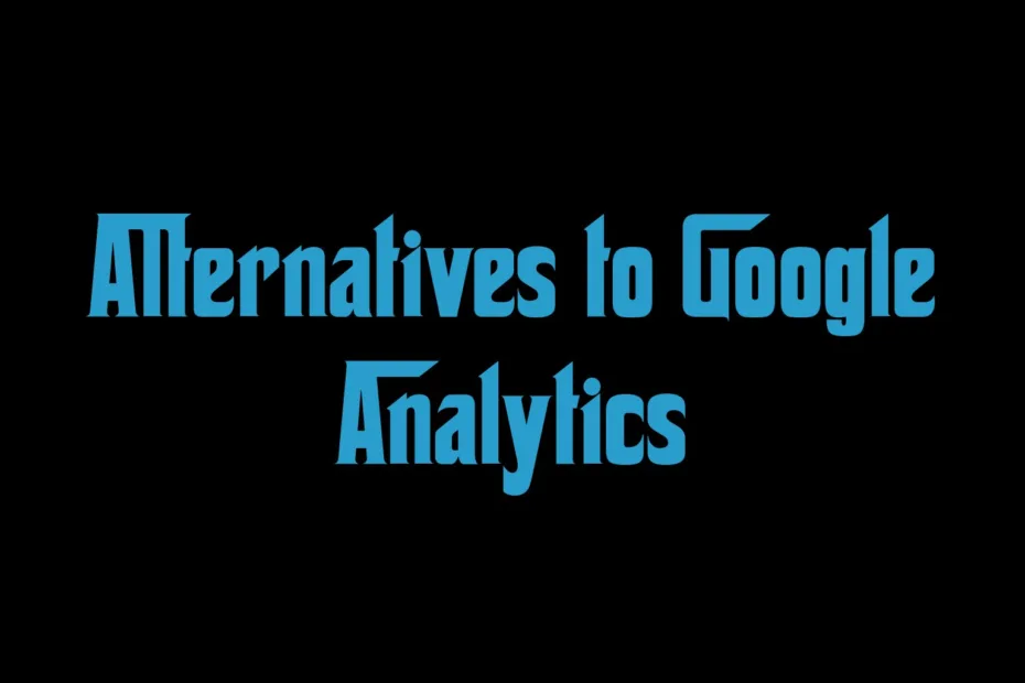A laptop screen showing various alternatives to Google Analytics.